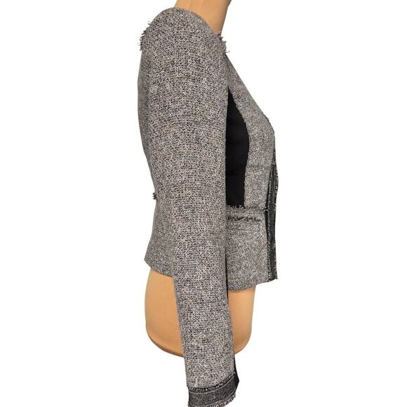 NWT WHBM‎ Belle Tweed Moto Jacket Black White Size 00 - Picture 8 of 13